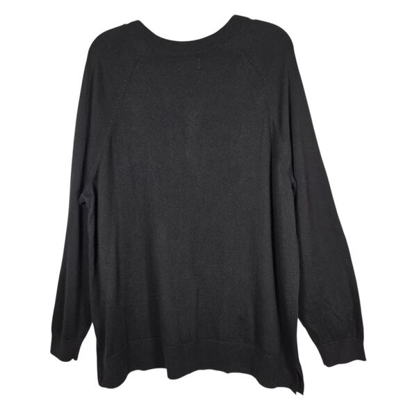 Lucky Brand Sweater Womens XLarge Jet Black V-Neck Raglan Pullover Knit Soft NEW - Picture 7 of 13
